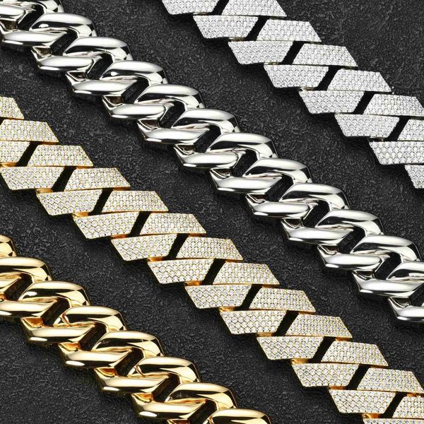 

18mm miami cuban chain sterling silver cuban link chain s925 iced out necklace for men hip hop jewelry