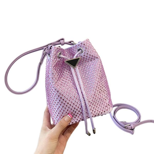 

handbag designer bag bag pink wallet pocket diamond bucket bag solid color crystal shoulder cross body bag shopping shoulder daily classic b
