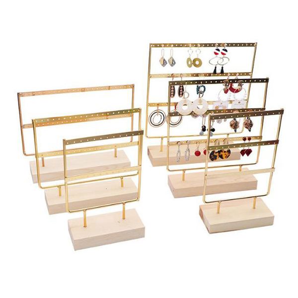 

jewelry stand three colors earring holder jewelry display jewellery ear studs pendant stand wooden base metal storage rack various holes 230, Black