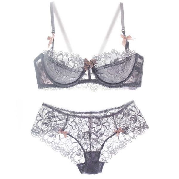 

bikini air bra & panties women new low waisted thonglatest bra panty sets women's lace underwear ensemble steel ring gathered transluce, Red;black