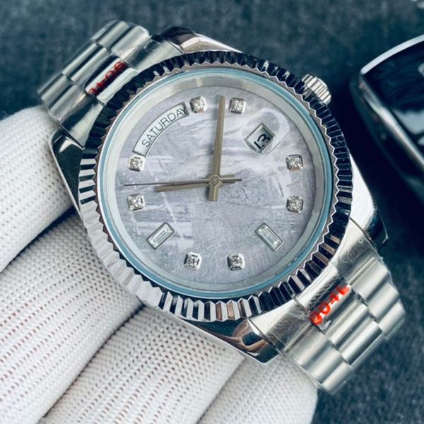 

luxury mechanical movement mens watch self-winding casual business watches 41mm fashion dial stainless steel strap sports wristwatch montre, Slivery;brown