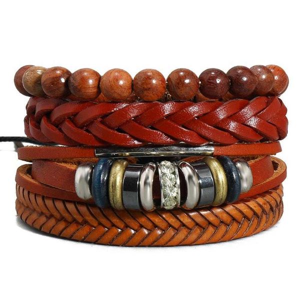

selling accessories simple handmade weave bracelet vintage cattle leather set combination mens and womens string, Golden;silver