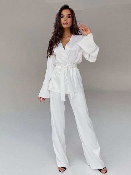 

women's sleepwear solid color pajamas for women robe sets full sleeves women's home clothes trouser suits satin nightgowns spring, Black;red