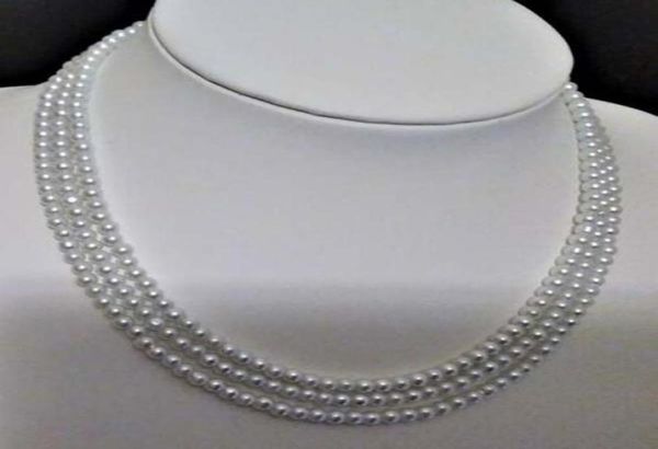 

4mm 3 strand pearl necklace012345678910111213145391308, Silver