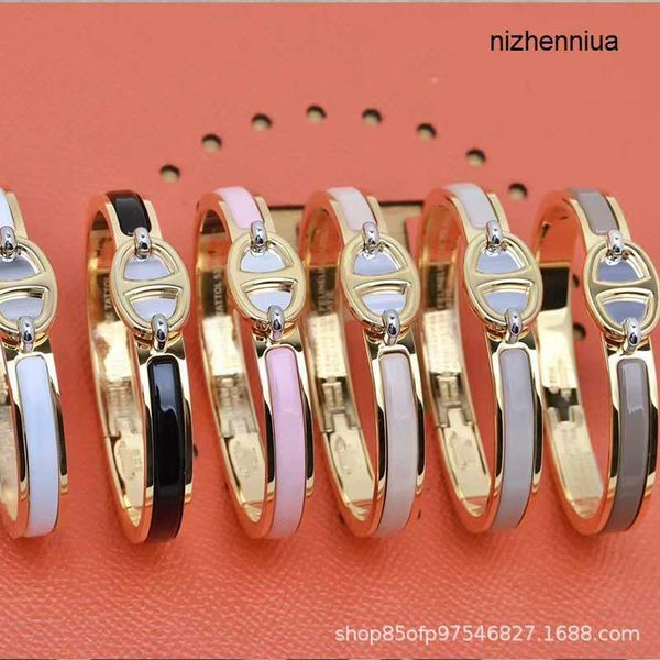 

hermm classic bracelets high version new cnc pig nose fashion versatile trend multi color enamel dropping glue 327t, Black