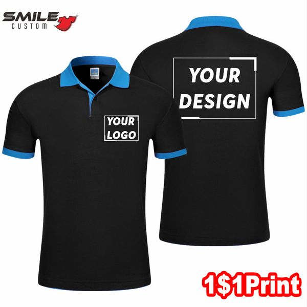 

men's polos summer company personal business short sleeve polo design printing casual men and women lapel shirt custom embroidery brand, White;black