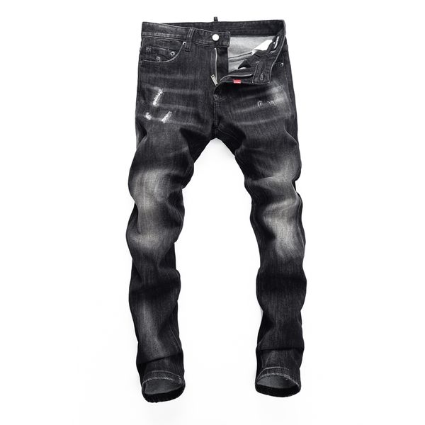 

dsq slim black men's jeans cool guy jeans hole classic hip hop rock moto casual design distressed denim dsq2 jeans 394, Blue