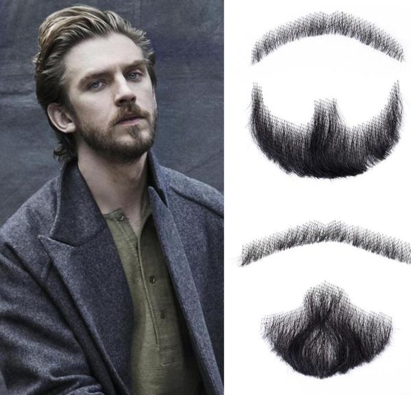 

liangmo nep lace beard hand made by hair fake beard for man mustache fancy synthetic lace invisible mustachio barba falsa 2202165217514, Black;brown