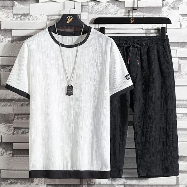

men's tracksuits men's tracksuit classic fashion short sleeve t-shirt and shorts two-piece set summer casual sports high-quality, Gray