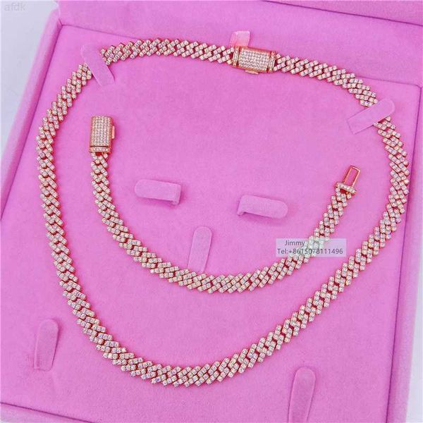 

luxury jewelry iced out 8mm vvs1 moissanite cuban link chain necklace, Silver