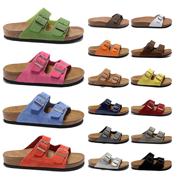 

2023 boston clogs luxury designer slippers clog sandals shoes leather loafers sliders buckle strap summer suede sandal cork outdoor fashion, Black