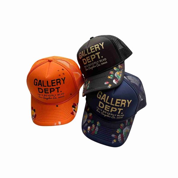 

american fashion brand galleryes graffiti letters baseball cap sun visor cap duck tongue cap curved brim cap men and women, Blue;gray