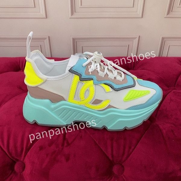 

brand mens designer leather lace-up sneakers fashion lady flat running letters shoes platform sneaker, Black