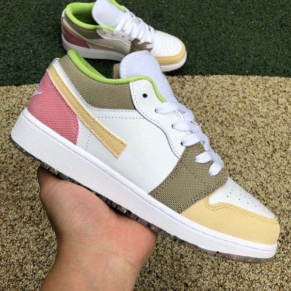 

the latest women's 1 basketball shoes features multi-colored canvas 1 low white vivid green lifestyle designer sneakers for sports