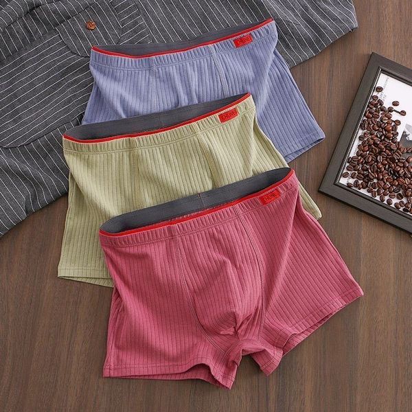 

underpants 2/3pcs/lot solid color stripes cotton boxer and underpants men's panties simple japan and korea style mens underwear 230515, Black;white