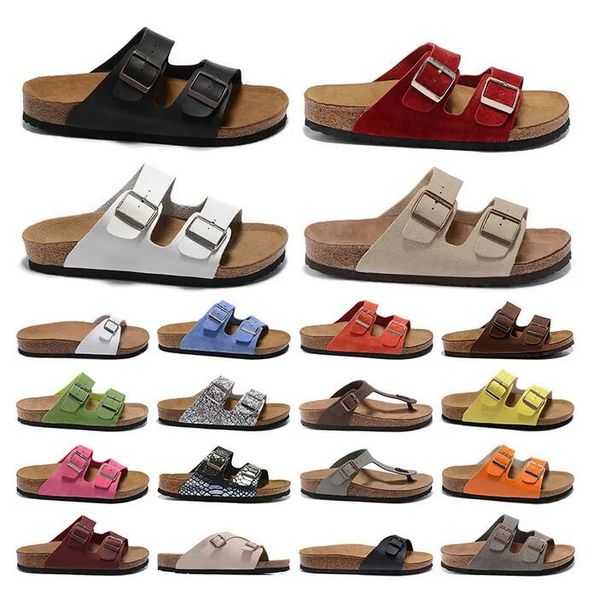 

boston cork sandals flip flops designer clogs arizona slippers new summer beach leather casual buckle sandal women men slip on slides size 3, Black
