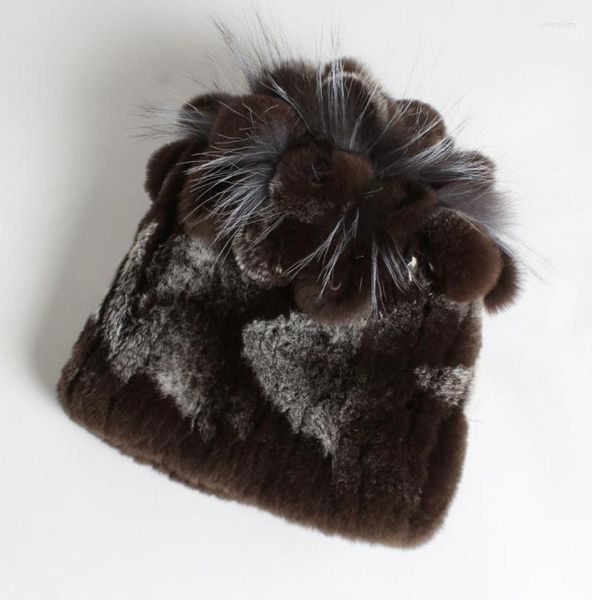 

style flower design rex fur hats winter women genuine caps lady fashion warm 100natural real hat beanieskull oliv224853310, Blue;gray