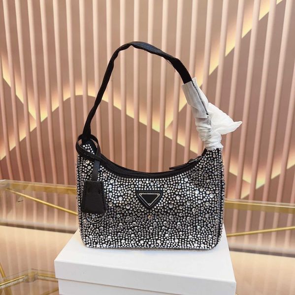 

2023 designer's new rhinestone bag full of diamonds, pearls, portable chain bag, women's underarm bag