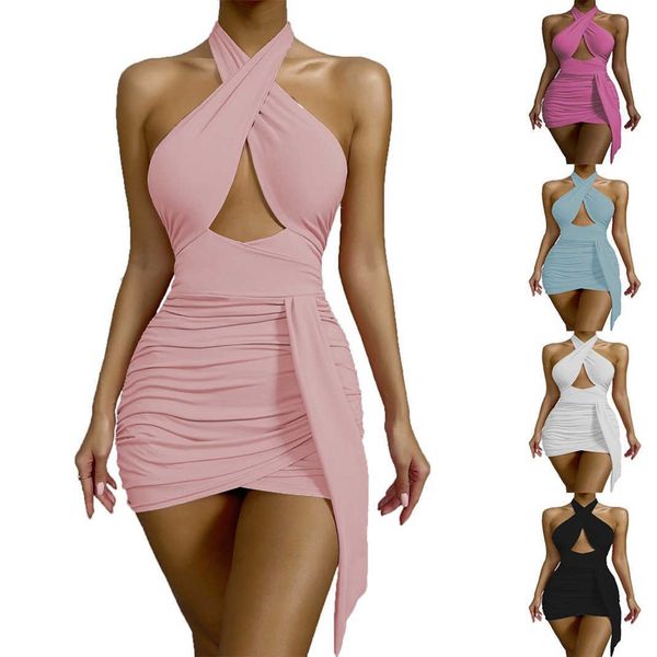 

womens for dresses new 2023 summer style women's tight skirt hanging neck women dress fashions, Black;gray
