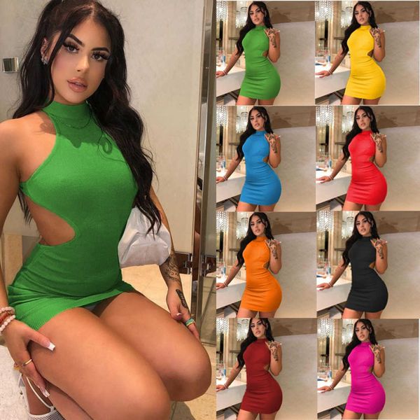 

women designers clothes dress 2023 summer women's new high neck hollow wrapped chest open back mid waist wrapped hip, White