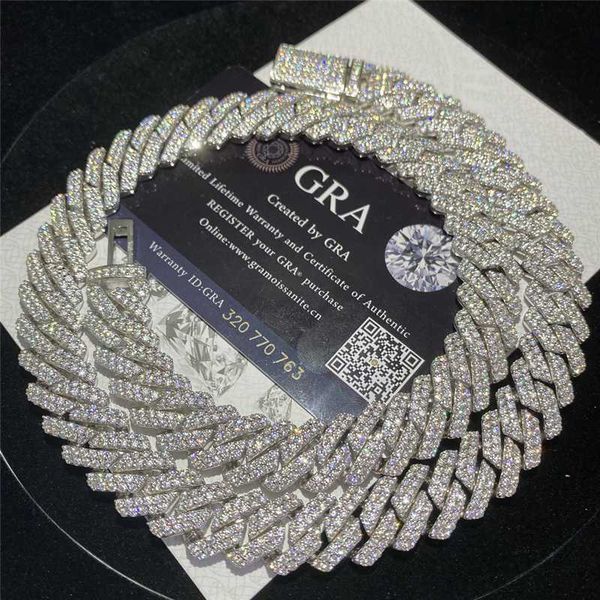 

stock 12mm 14mm 925 silver cuban links vvs moissanite iced out moissanite diamond cuban necklace bust down hip hop cuban chain