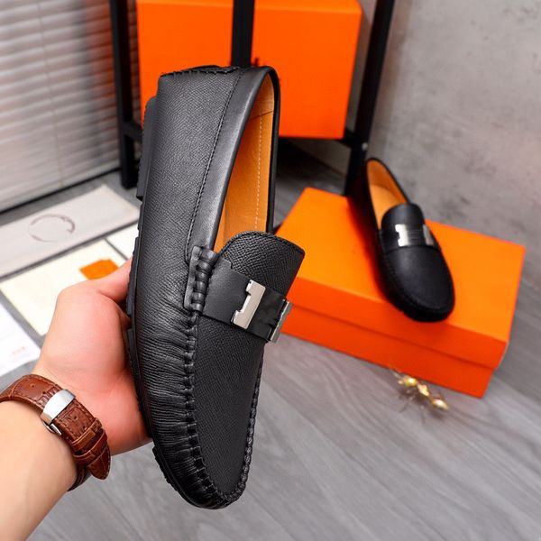 

6model luxurious casual loafers men leather shoes fashion wedding party shoes luxury men designer business flats shoes large size 2023 new t, Black
