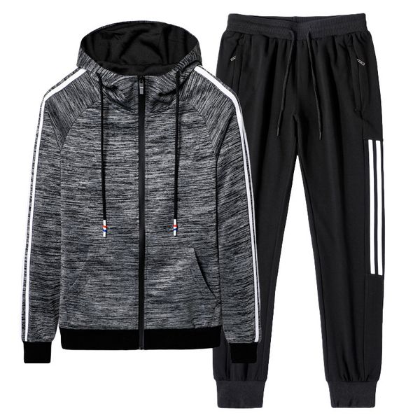 

men's tracksuits men's tracksuit fashion sportswear suit mens sets casual student wo-piece sets autumn sweater hooded men clothing, Gray