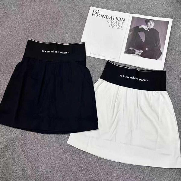 

aw new king letter woven belt panel spliced half slim wrap hip high waist short skirt diamond pattern dress trendy women, White;black
