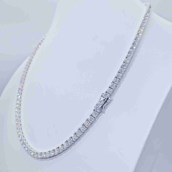 

trendy hip hop jewelry 4mm mens necklace 925 sterling silver vvs moissanite tennis chain in stock