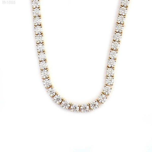 

factory low price yellow gold tennis necklace chains for women men iced out moissanite diamond 3mm silver 10k jewelry necklace