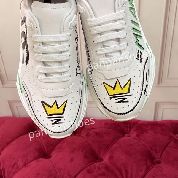 

2023brand men designer leather lace-up sneakers fashion lady flat running letters shoes platform sneaker, Black