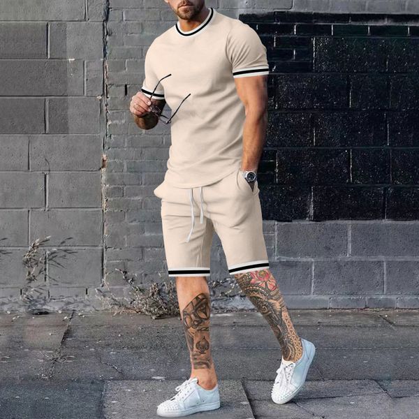 

men's tracksuits summer short sportswear set for men's tracksuit t-shirt shorts mens sports short sleeve suits 2 pieces set 230515, Gray