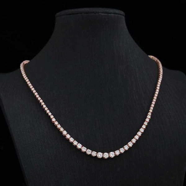 

luxury shining fine custom solid gold jewelry vvs diamond tennis chain choker real gold necklaces for hip hop men, Silver