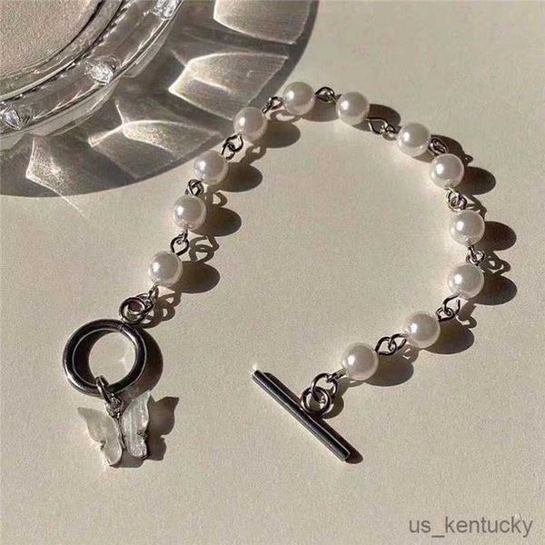 

charm bracelets vintage elegant butterfly pearl gold color bracelet for women retro pearl beads chain bracelet charm jewelry gifts, Golden;silver