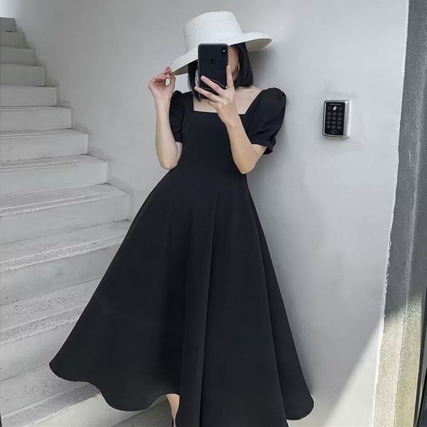 

multi-color and multi-size dresses temperament of new skirts in summer a word-neck long hepburn style fat mm skirt/s-2xl women's clothi, Black;gray