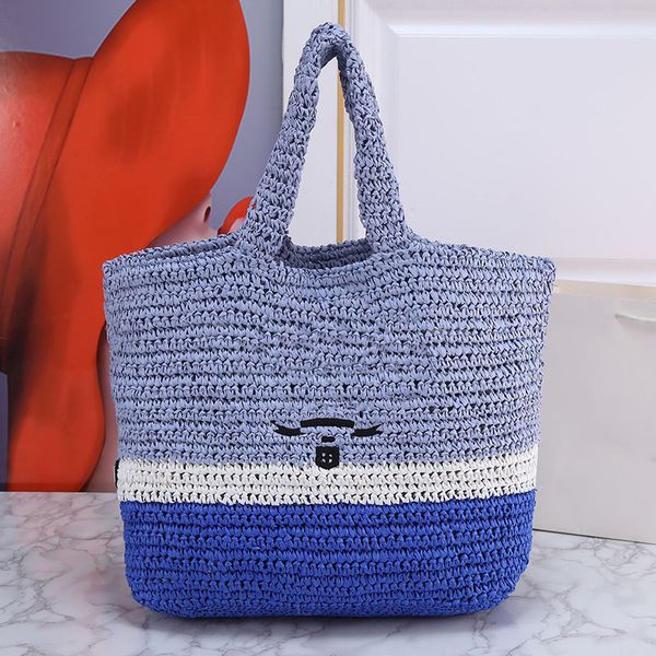 

raffia fiber tote bag beach straw shoulder shopping bags designer handbags patchwork color grass large capacity women handbag purse crossbod