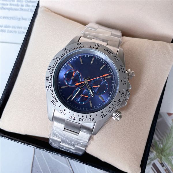 

fashion brand watch men's quartz multifunctional style luxury belt logo stainless steel luxury watch, Slivery;golden