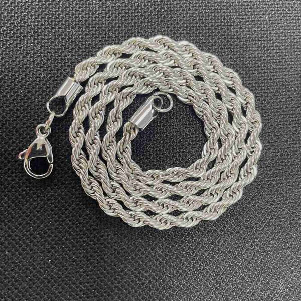 

custom stainless steel with lobster clasp rope chain 3mm 4mm 6mm necklace rope chain, Silver