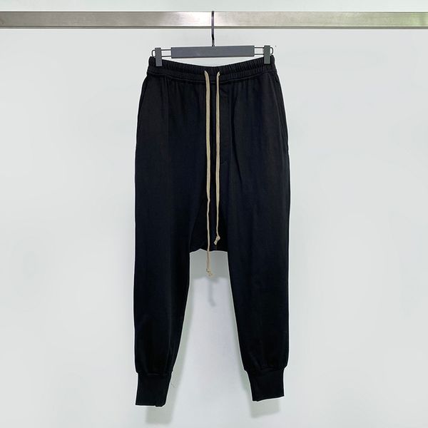 

men's pants rick men sweatpants owens pants high street dark ro knitted pure cotton button four season harlan pants men 230515, Black