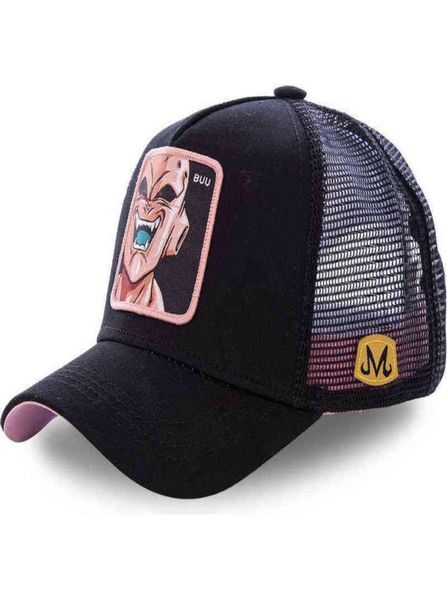 

new brand majin buu 12 styles snapback cotton baseball cap men women hip hop dad mesh hat trucker hat drop aa2203048824142, Blue;gray