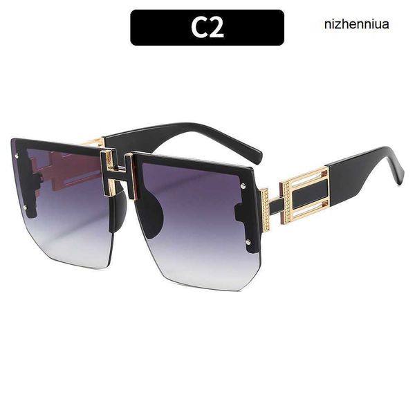 

hermm elegant sunglasses h large frame fashionable sunglasses ins trendy punk style metal ax6s, White;black