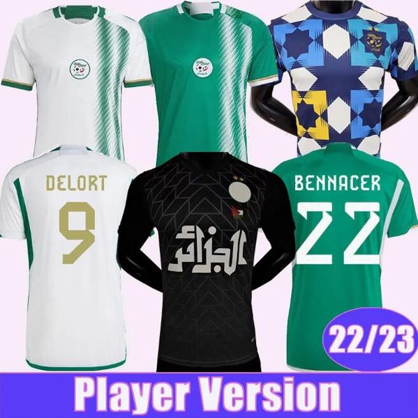 

22 23 algeria mahrez feghouli mens soccer jerseys player version slimani bennacer atal home away training wear football shirt uniforms, Black