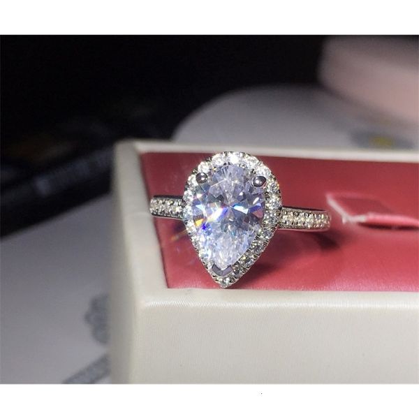 

band rings tr1051 luxurious style 3 sona gem pear cut engagement for women water drop engagement ring pear cut teardrop 230512, Silver