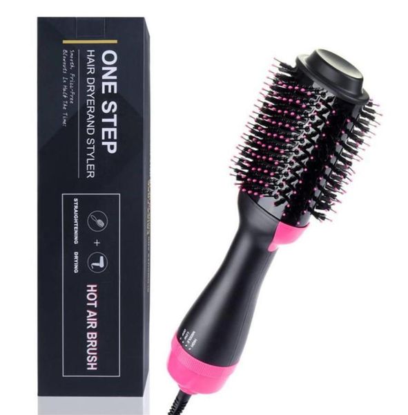 

multifunction negative ion blowing volume straight dualpurpose comb one step hair dryer and styler air brush 2in1 hair comb8607013, Silver