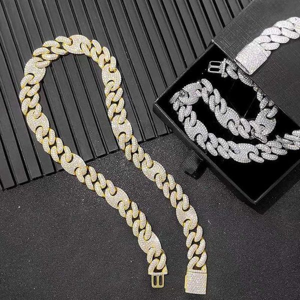 

2023 new fashion design gold plated hip hop trend 925 sterling silver moissanite cuban chain
