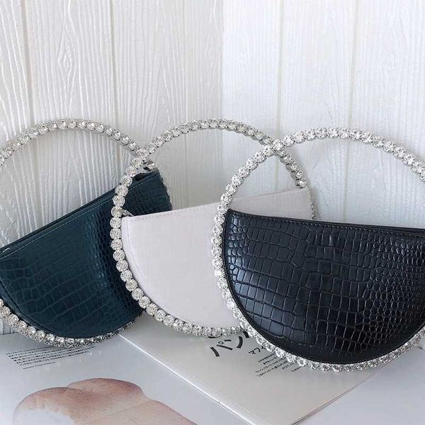 

designer round elegant rhinestone clutch circular handle diamonds red new evening bag purse women 2020 ladies chic handbag party
