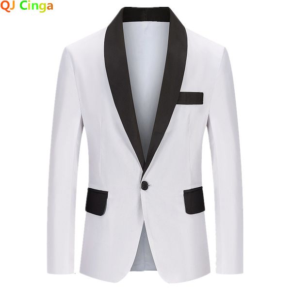 

men's suits blazers white pink blue red black colorful wedding prom groom tuxedo men's suit jacket stage singer prom slim fit blaz, White;black