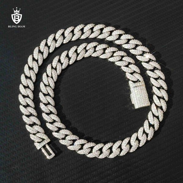 

wholesale price 14mm iced cuban chain jewelry hip hop cz diamond miami cuban link chain necklace, Silver