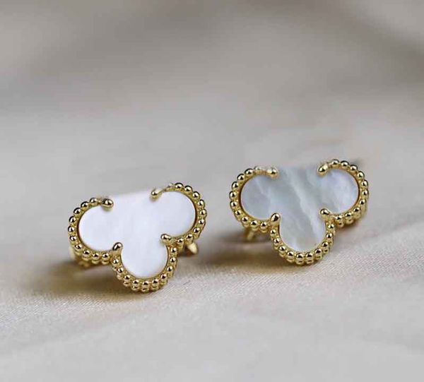 

2023 luxury quality v gold charm clip earring with nature shell beads in 18k gld plated malachite have box stamp ps5104, Golden