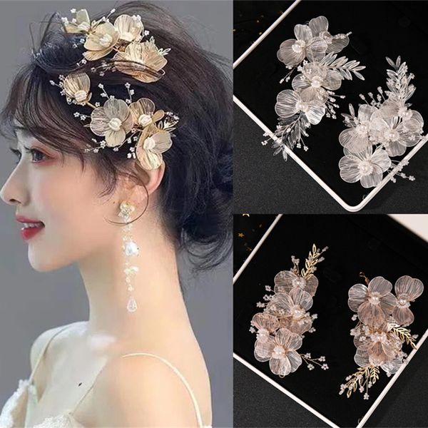

handmade flower headwear, golden leaf hair band, bride's wedding plate hair accessories, banquet dress, anchor hair accessories, Silver